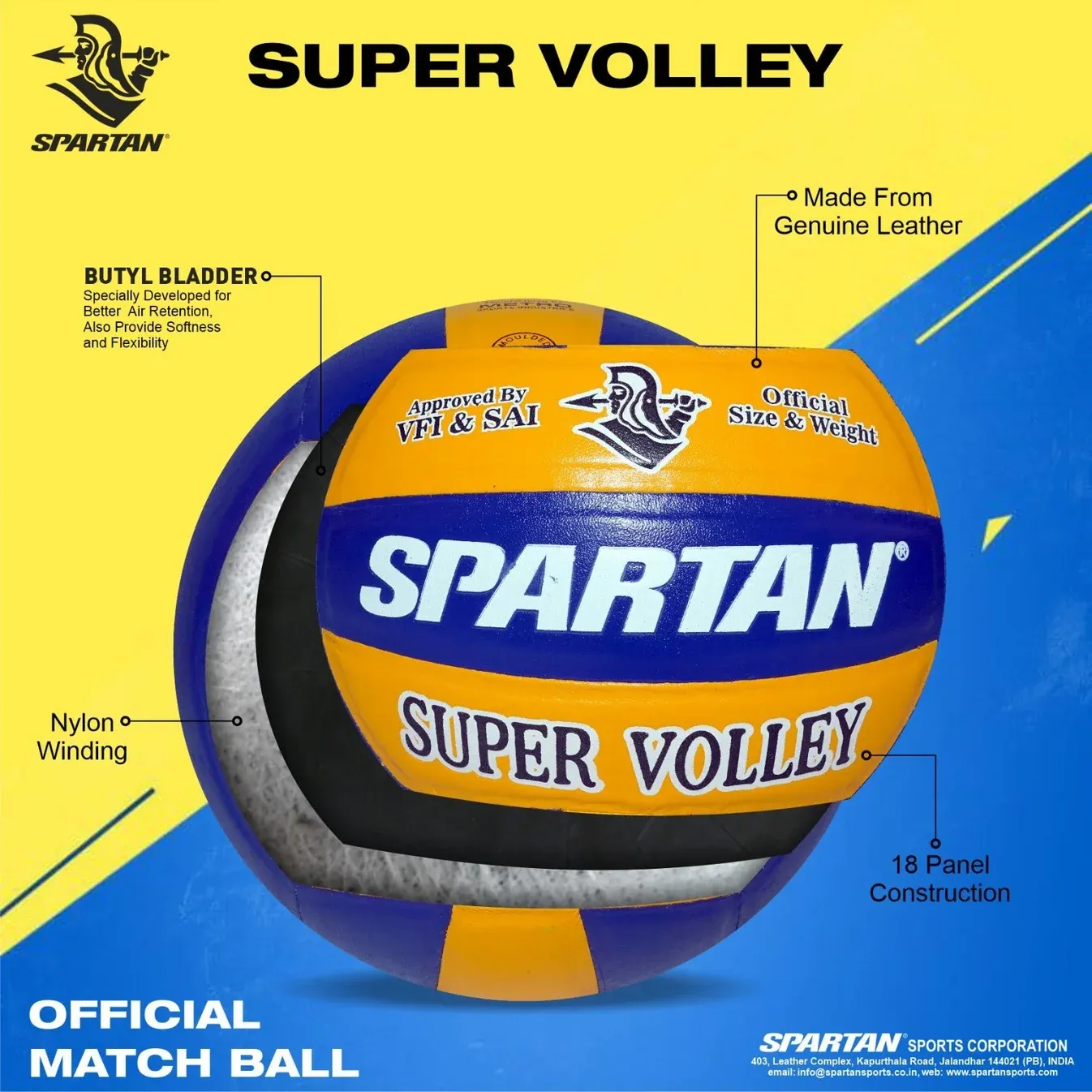 Spartan Super Volley Leather Volleyball
