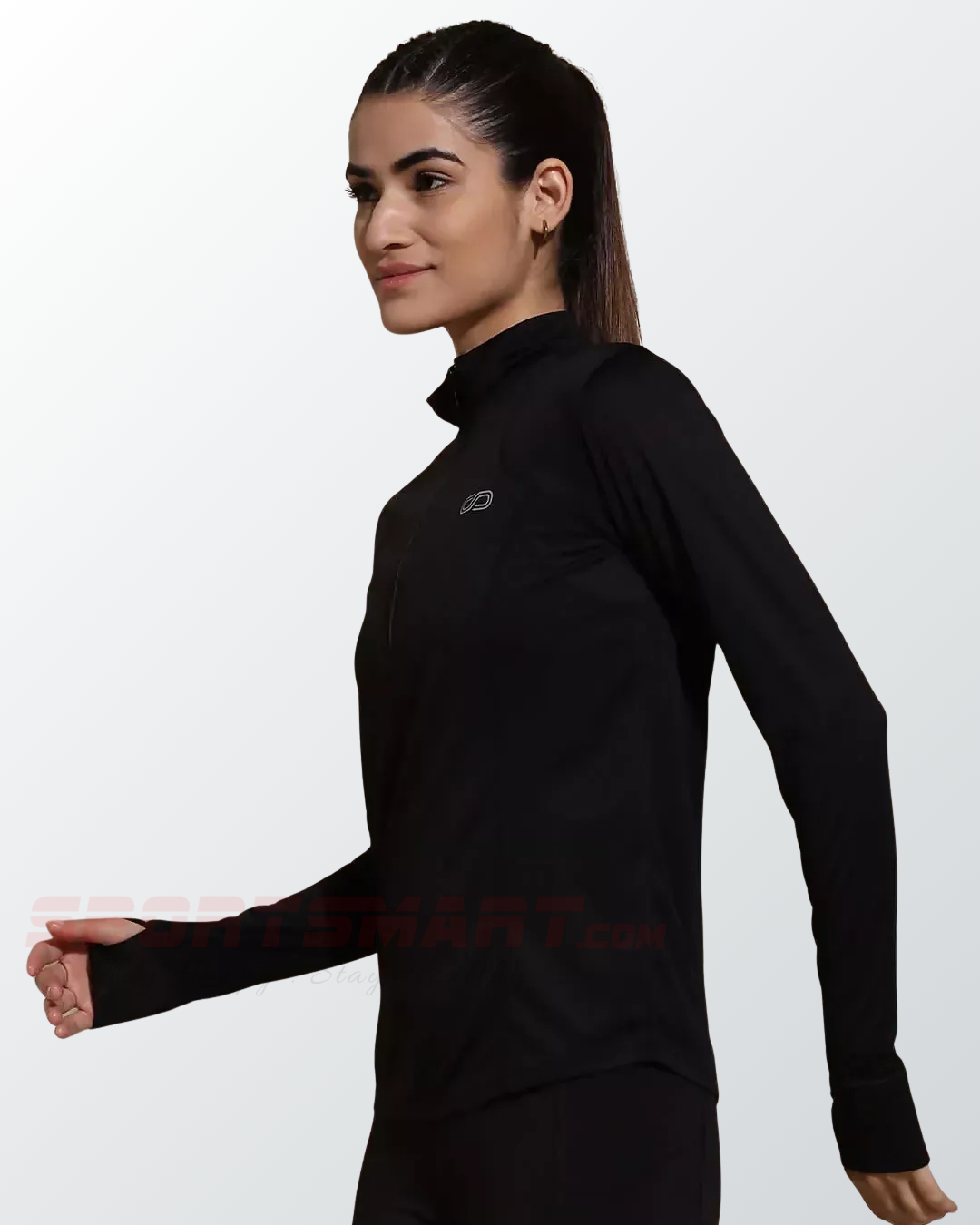 Women's Ath Runner Zip Neck Black