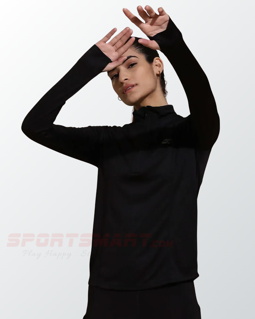 Women's Ath Runner Zip Neck Black